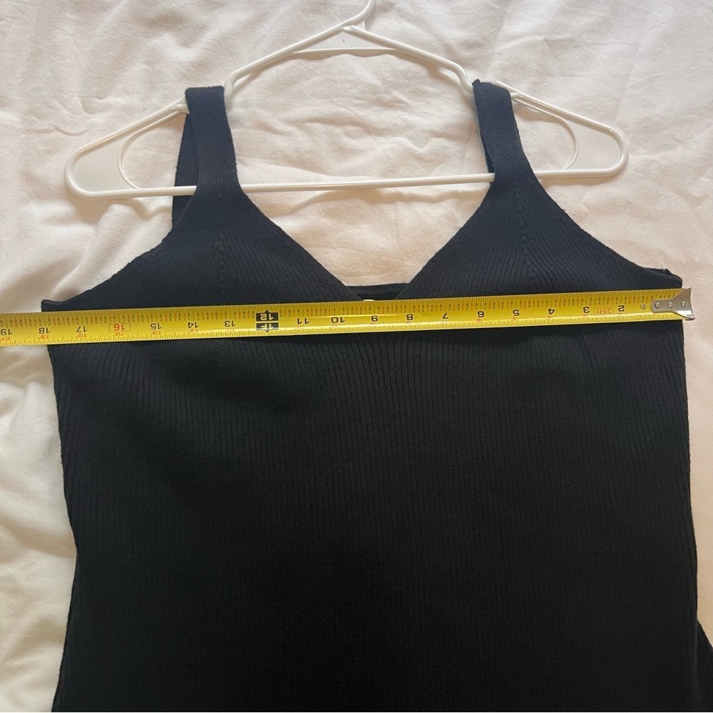 Abercrombie & Fitch Black Sweater Ribbed Knit Mini Bodycon Dress V-Neck Size XL - Picture 7 of 10